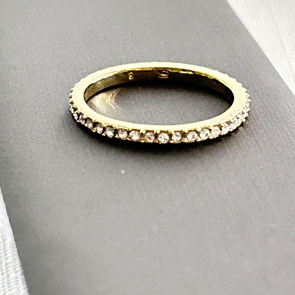 Infinity Band Ring Golde Tone Faux Diamonds  Mini Pave Forever Band